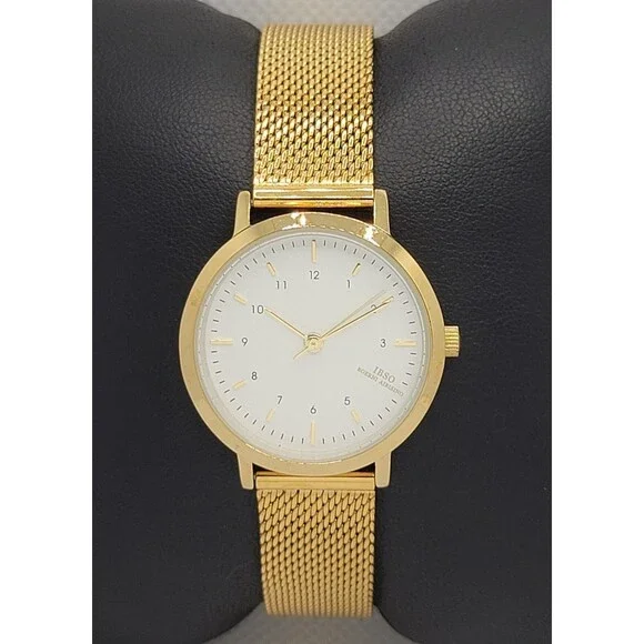 Women's IBSO Boerni Aibisino White Dial Gold Tone Case Mesh Bracelet Watch 01 - Picture 4 of 8